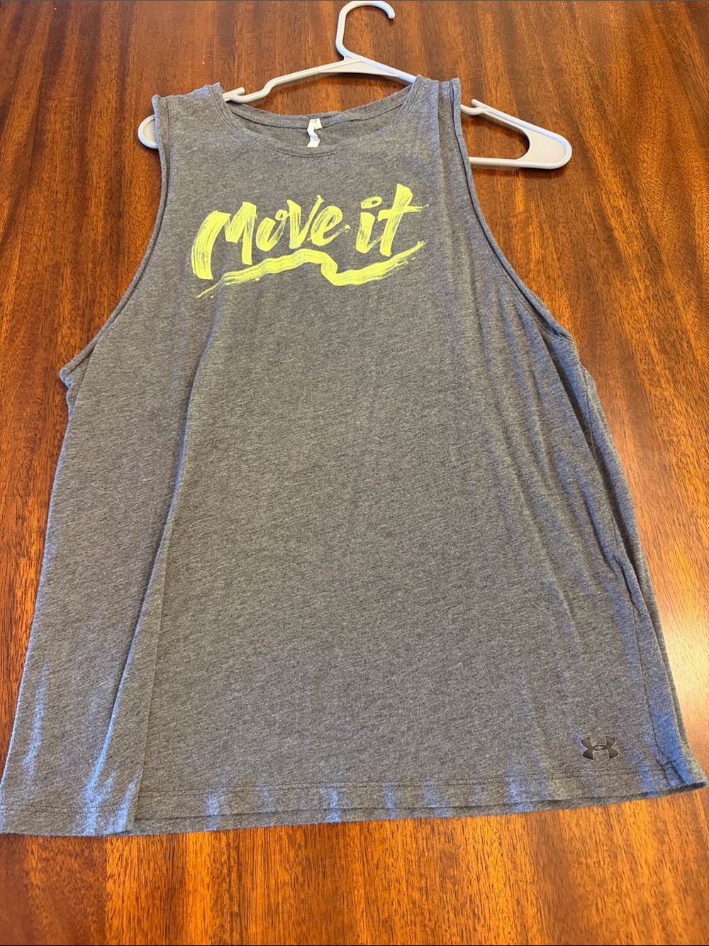 Under Armour Gray Tank with Neon Yellow Move It Graphic